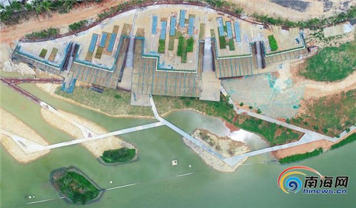 航拍?？诿郎岷峪P翔濕地公園生態(tài)科普館 