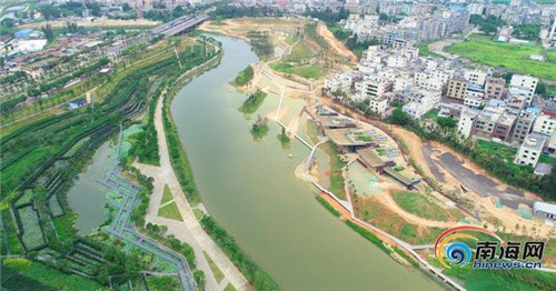 航拍?？诿郎岷峪P翔濕地公園生態(tài)科普館 